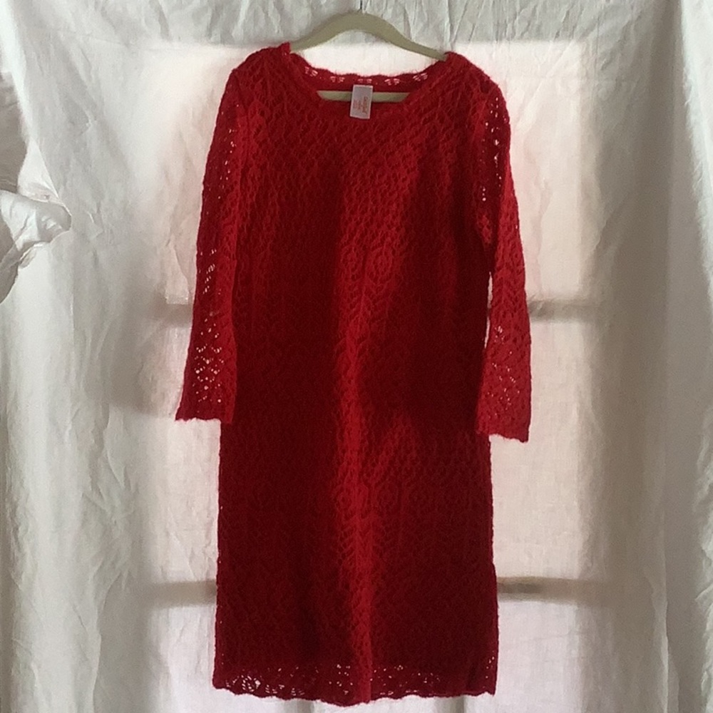 Red knit formal dress